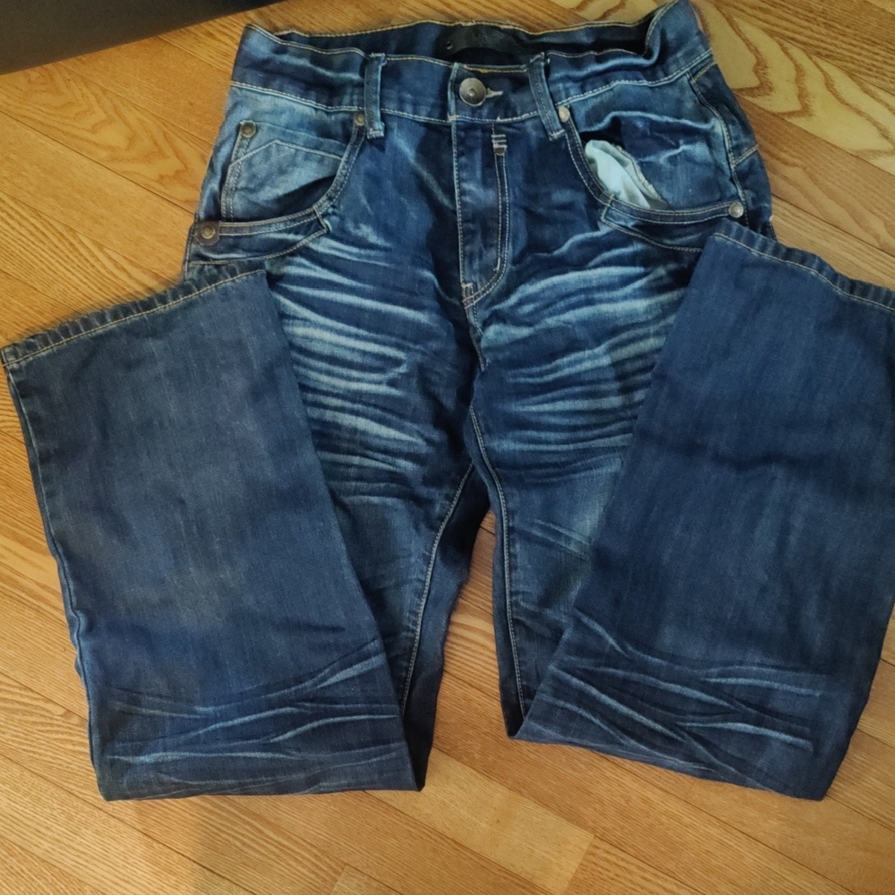 Level 7 Relaxed Bootcut Mens Distressed Look Jeans Size W32 L32
